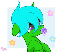 Size: 7800x6421 | Tagged: safe, artist:angelina-pax, oc, oc only, oc:green byte, pony, unicorn, commission, male, pacifier, simple background, solo, stallion, ych result