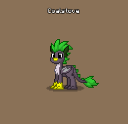 Size: 393x382 | Tagged: safe, oc, oc only, oc:coalstove, dragon, dragriff, griffon, half-dragon, hybrid, pony, pony town, brown background, do not steal, hybrid oc, interspecies offspring, offspring, original character do not steal, parent:gabby, parent:spike, parents:spabby, simple background, wings