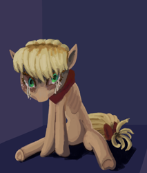 Size: 1322x1550 | Tagged: safe, artist:thelastenforcement, applejack, g4, bandana, crying, solo