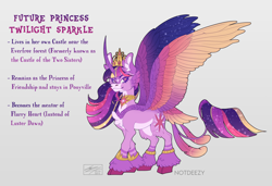 Size: 2048x1404 | Tagged: safe, artist:notdeezy, twilight sparkle, alicorn, pony, g4, the last problem, alternate versions at source, cloven hooves, countershading, crown, jewelry, just like geoffrey, leonine tail, older, older twilight, older twilight sparkle (alicorn), princess twilight 2.0, redesign, regalia, solo, tail, tail feathers, twilight sparkle (alicorn), unicorn beard
