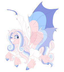 Size: 3600x4000 | Tagged: safe, artist:gigason, oc, oc only, oc:lobelia, bat pony, pony, bat pony oc, blue eyes, colored eyelashes, colored hooves, colored wings, cute, cute little fangs, fangs, female, gradient hooves, gradient legs, grin, hoof polish, magical lesbian spawn, mare, multicolored wings, obtrusive watermark, offspring, one eye closed, parent:oc:lavandula, parent:oc:misumena, parents:oc x oc, simple background, smiling, solo, spread wings, transparent background, unshorn fetlocks, watermark, wings, wink