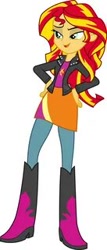 Size: 137x320 | Tagged: safe, sunset shimmer, equestria girls, g4, boots, clothes, denim, high heel boots, jacket, jeans, pants, shirt, shoes, simple background, solo, white background