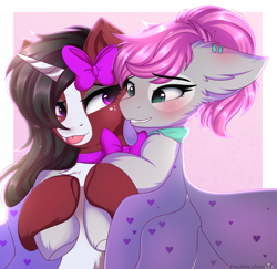 Size: 3442x3350 | Tagged: safe, artist:2pandita, oc, oc only, oc:pandita, pegasus, pony, unicorn, blanket, female, high res, mare