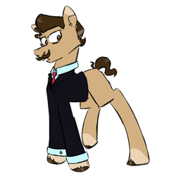 Size: 900x900 | Tagged: safe, artist:fuckomcfuck, oc, oc only, oc:mr. business, earth pony, pony, bags under eyes, clothes, facial hair, moustache, simple background, solo, suit, transparent background