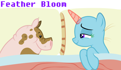 Size: 2858x1673 | Tagged: safe, artist:feather_bloom, pig, pony, g4, base, bed, blanket, female, free to use, mare, ms paint, mud, pillow, sleepy, solo