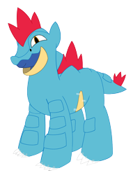 Size: 2774x3631 | Tagged: safe, artist:izzy64, oc, oc only, earth pony, feraligatr, pony, earth pony oc, high res, male, pokémon, simple background, solo, stallion, transparent background