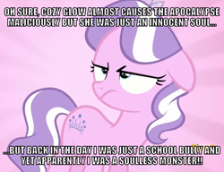 Size: 617x475 | Tagged: safe, edit, edited screencap, screencap, diamond tiara, earth pony, pony, g4, caption, image macro, implied cozy glow, op has a point, op is right, text