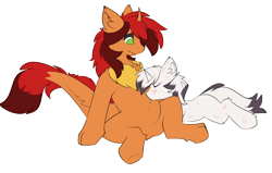 Size: 2716x1723 | Tagged: safe, artist:beardie, oc, oc only, oc:polina star, oc:yiazmat, dragon, hybrid, pony, unicorn, belly, chest fluff, couple, dragoness, female, horn, hybrid oc, kissing, male, oc x oc, paws, pregnant, ship:polinazmat, shipping, simple background, tail, transparent background, unicorn oc