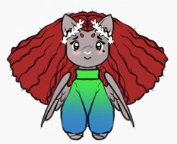 Size: 2286x1869 | Tagged: safe, artist:opalacorn, oc, oc only, oc:void, earth pony, pegasus, pony, blushing, clothes, female, frizzy hair, laurel wreath, looking at you, male, mare, nose piercing, nose ring, piercing, simple background, solo, sweater, white background