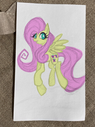 Size: 3024x4032 | Tagged: safe, artist:coffeefueledchainsaw, fluttershy, pegasus, pony, g4, colored sketch, female, mare, sketch, solo, traditional art