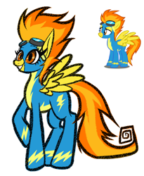 Size: 1698x2074 | Tagged: safe, artist:coffeefueledchainsaw, spitfire, pegasus, pony, g4, clothes, female, goggles, goggles on head, mare, simple background, solo, uniform, white background, wonderbolts uniform