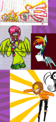 Size: 1125x2436 | Tagged: safe, artist:coffeefueledchainsaw, fluttershy, rainbow dash, ghost, human, pony, undead, fanfic:rainbow factory, g4, clothes, eye clipping through hair, eyebrows, eyebrows visible through hair, fanfic art, female, ghostface, hoodie, humanized, kenny mccormick, lab coat, leatherface, male, mare, ponified, rainbow factory dash, scythe, south park, the scream, the texas chainsaw massacre
