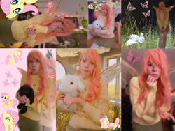 Size: 4000x3000 | Tagged: safe, artist:coffeefueledchainsaw, fluttershy, human, pegasus, pony, g4, clothes, cosplay, costume, female, irl, irl human, jewelry, mare, necklace, photo, solo, wings