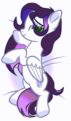 Size: 1276x2180 | Tagged: safe, artist:darkbesshayus, oc, oc only, oc:lucky star, pegasus, pony, animated, bed, fangs, female, gif, loop, lying down, mare, on side, pegasus oc, seductive look, solo, wings