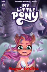 Size: 1992x3061 | Tagged: safe, edit, idw, sunny starscout, twilight sparkle, alicorn, earth pony, pony, g5, spoiler:comic, spoiler:g5comic, spoiler:g5comic06, comic cover, crystal, earth pony crystal, feather, female, hungarian, mare, older, older twilight, older twilight sparkle (alicorn), pegasus crystal, princess twilight 2.0, sunny and her heroine, translator:zsiguel, twilight sparkle (alicorn), unicorn crystal, unity crystals