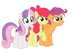 Size: 2500x1794 | Tagged: safe, artist:gmaplay, apple bloom, scootaloo, sweetie belle, earth pony, pegasus, pony, unicorn, g4, growing up is hard to do, adorabloom, apple bloom's bow, bow, cute, cutealoo, cutie mark crusaders, diasweetes, female, hair bow, mare, older, older apple bloom, older cmc, older scootaloo, older sweetie belle, raised hoof, simple background, smiling, teeth, transparent background, trio, trio female