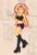 Size: 873x1280 | Tagged: safe, artist:peel_a_na, sunset shimmer, human, equestria girls, g4, alcohol, beer, belly button, boots, breasts, burger, busty sunset shimmer, clothes, female, food, hamburger, high heel boots, high heels, looking at you, shoes, shorts, solo, tank top, waitress