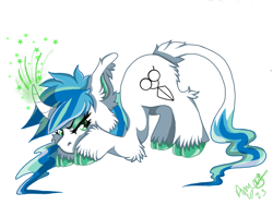 Size: 2048x1536 | Tagged: safe, artist:annuthecatgirl, oc, oc only, oc:sharp shear, pony, unicorn, butt fluff, cheek fluff, cloven hooves, colored hooves, curved horn, ear fluff, ear tufts, elbow fluff, eyeshadow, female, green eyes, horn, leg fluff, leonine tail, lidded eyes, makeup, mare, simple background, solo, tail, tail fluff, unicorn oc, unshorn fetlocks, white background