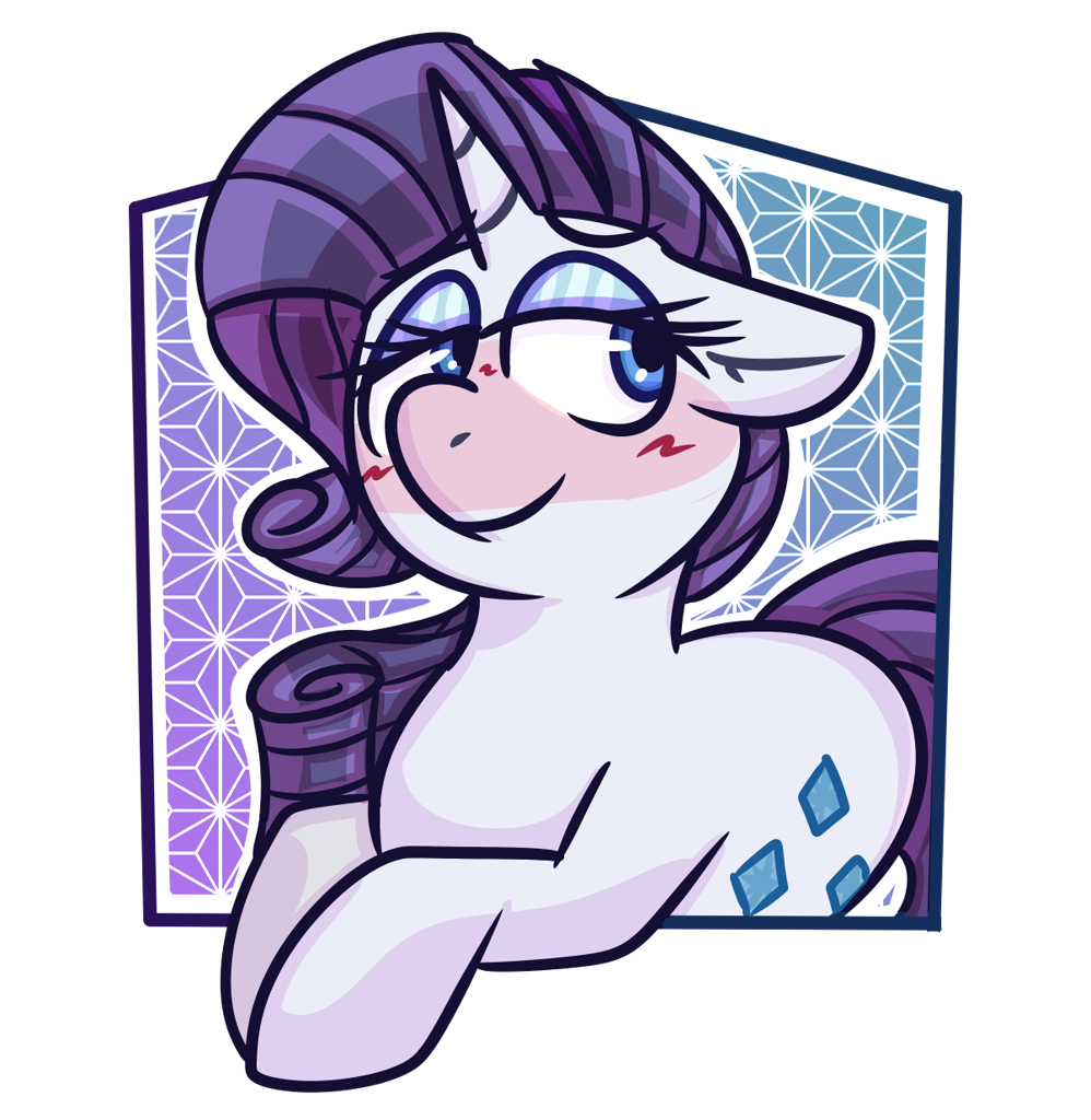 [blushing,female,g4,mare,pony,rarity,safe,simple background,solo,transparent background,unicorn,smiling,artist:scribblyfilly]