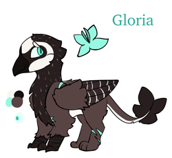 Size: 1602x1468 | Tagged: safe, artist:k4iy0te, oc, oc only, oc:gloria, griffon, adopted offspring, chest fluff, female, leonine tail, parent:gilda, scar, simple background, solo, tail, white background, wing fluff, wings