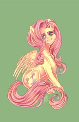 Size: 3300x5100 | Tagged: safe, artist:ashley-the-muffin, fluttershy, pegasus, pony, g4, female, green background, mare, simple background, solo