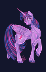 Size: 3300x5100 | Tagged: safe, artist:ashley-the-muffin, twilight sparkle, alicorn, pony, g4, blue background, chest fluff, female, mare, simple background, solo, twilight sparkle (alicorn)