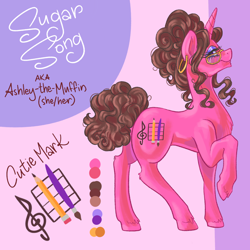 Size: 2048x2048 | Tagged: safe, artist:ashley-the-muffin, oc, oc only, oc:sugar song, pony, unicorn, chest fluff, ear piercing, earring, female, glasses, high res, jewelry, mare, piercing, ponysona, reference sheet, solo, unshorn fetlocks