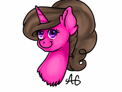 Size: 1024x768 | Tagged: safe, artist:ashley-the-muffin, oc, oc only, oc:sugar calamity, pony, unicorn, bust, ear fluff, female, mare, simple background, solo, white background