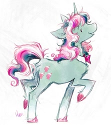 Size: 823x925 | Tagged: safe, artist:lutraviolet, fizzy, pony, unicorn, g1, bowtie, female, mare, solo