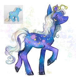 Size: 913x932 | Tagged: safe, artist:lutraviolet, night glider (g1), pony, unicorn, g1, female, mare, solo, species swap, toy interpretation, unshorn fetlocks