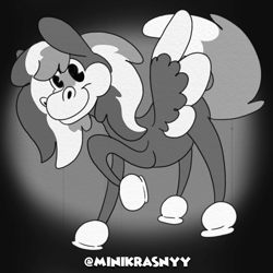 Size: 2000x2000 | Tagged: safe, artist:euspuche, oc, oc:phoenix redtail, pegasus, pony, high res, looking at you, rubber hose style, smiling, text