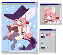 Size: 1884x1644 | Tagged: safe, artist:aniimoni, oc, oc only, pony, adoptable, hat, solo, witch hat