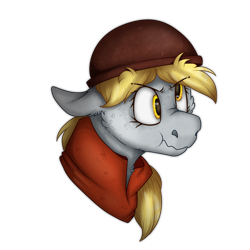 Size: 2300x2300 | Tagged: safe, artist:molars, derpy hooves, pony, g4, angry, bust, derp, digital art, ears back, hat, helmet, high res, nose wrinkle, portrait, rendered, scrunchy face, shading, simple background, soldier, soldier (tf2), solo, team fortress 2, transparent background, wavy mouth