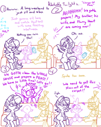 Size: 4779x6013 | Tagged: safe, artist:adorkabletwilightandfriends, moondancer, spike, starlight glimmer, twilight sparkle, alicorn, pony, unicorn, comic:adorkable twilight and friends, g4, adorkable, adorkable twilight, butt, comic, couch, cute, dimples, dimples of venus, dork, feather, female, freaking out, freakout, happy, holiday, jewelry, kneeling, living room, looking at each other, looking at someone, magazine, magic, male, mare, nervous, phone call, plot, reading, ring, sitting, slice of life, smiling, smiling at each other, spread wings, thanksgiving, turning, twilight sparkle (alicorn), wings