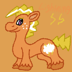 Size: 1000x1000 | Tagged: safe, artist:mintwhistle, part of a set, lightning (g1), earth pony, pony, g1, big brother ponies, colored hooves, confident, freckles, lightning, looking back, male, medibang paint, mountain boy ponies, multicolored mane, orange background, simple background, smiling, solo, spiky mane, spiky tail, stallion, tail, unshorn fetlocks