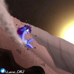 Size: 2548x2548 | Tagged: safe, artist:juniverse, oc, oc only, oc:juniverse, earth pony, pony, colored, cute, happy, high res, mercury (planet), planet, ravine, solo, space, space pony, stars, sun