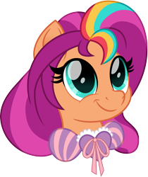 Size: 1341x1600 | Tagged: safe, artist:cloudy glow, part of a set, sunny starscout, earth pony, pony, g5, disney, disney 100, disney princess, disney princess ponies, female, head, looking up, mane stripe sunny, rapunzel, simple background, solo, tangled (disney), transparent background