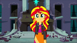 Size: 800x450 | Tagged: safe, artist:paco777yuyu, sunset shimmer, human, equestria girls, g4, my little pony equestria girls, animated, canterlot high, female, gif, hypno eyes, hypnosis, hypnotized, looking at you, solo