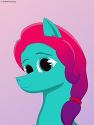 Size: 2100x2800 | Tagged: safe, artist:alejandrogmj, part of a set, jazz hooves, earth pony, pony, g5, bust, gradient background, high res, jazz hooves has ears!, looking at you, portrait, solo