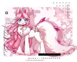 Size: 2048x1649 | Tagged: safe, artist:qamar, oc, oc only, original species, pony, chest fluff, ear fluff, female, flower, horns, mare, solo, unshorn fetlocks