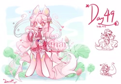 Size: 2048x1423 | Tagged: safe, artist:qamar, oc, oc only, earth pony, pony, semi-anthro, arm hooves, chinese dress, clothes, dress, ear fluff, female, flower, hair accessory, mare, plant, socks, solo