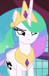 Size: 960x1475 | Tagged: safe, screencap, princess celestia, alicorn, pony, a royal problem, g4, my little pony: friendship is magic, annoyed, cropped, solo, swapped cutie marks