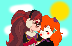 Size: 2011x1293 | Tagged: safe, artist:spike17, spike, human, g4, crossover, crossover shipping, duo, ever after high, everfree forest, female, forehead kiss, human spike, humanized, kissing, male, orange hair, rosabella beauty, ship:rospike, shipping, spike x ever after high, straight