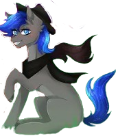 Size: 172x199 | Tagged: artist needed, safe, oc, oc only, oc:onyx vesper, earth pony, pony, 2024 community collab, derpibooru community collaboration, clothes, hat, scarf, simple background, solo, transparent background