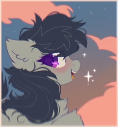 Size: 1086x1166 | Tagged: safe, artist:mirtash, octavia melody, earth pony, pony, g4, bust, chest fluff, cute, ear fluff, female, mare, open mouth, open smile, profile, smiling, solo, sparkles, tavibetes