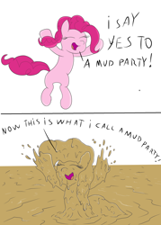Size: 2000x2792 | Tagged: safe, artist:amateur-draw, pinkie pie, earth pony, pony, g4, covered in mud, happy, high res, mud, mud bath, mud play, mud pony, muddy, party, solo, wet and messy