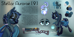 Size: 3163x1604 | Tagged: safe, artist:alrumoon_art, oc, oc only, oc:stellar aurorae, bat pony, pony, fallout equestria, female, high res, laser rifle, reference sheet, shy, undressed, weapon, wings