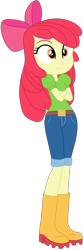 Size: 1900x5694 | Tagged: safe, artist:gmaplay, screencap, apple bloom, human, equestria girls, equestria girls specials, g4, my little pony equestria girls: better together, my little pony equestria girls: holidays unwrapped, the cider louse fools, :|, apple bloom's bow, belt, boots, bow, clothes, crossed arms, denim, female, gloves, hair bow, jeans, pants, shirt, shoes, simple background, solo, t-shirt, tangelo eyes, transparent background