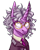 Size: 1200x1500 | Tagged: safe, artist:mr.catfish, oc, oc:eleanor laimova, pony, unicorn, eaw redux, equestria at war mod, clothes, curly hair, ear fluff, female, frown, glasses, gray mane, horn, long ears, looking at you, necktie, pink eyes, purple fur, serious, serious face, sharp horn, simple background, solo, transparent background