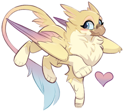 Size: 1697x1532 | Tagged: safe, artist:kez, oc, oc only, oc:gladiolus, griffon, blushing, chest fluff, heart, simple background, solo, transparent background